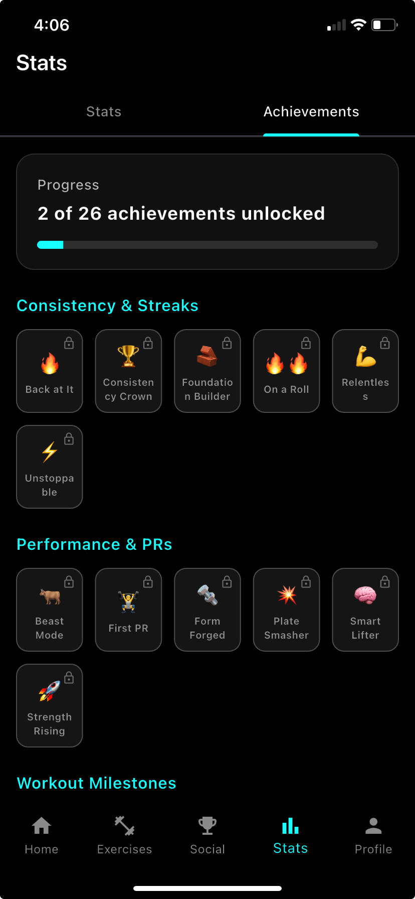 LiFit achievements screen