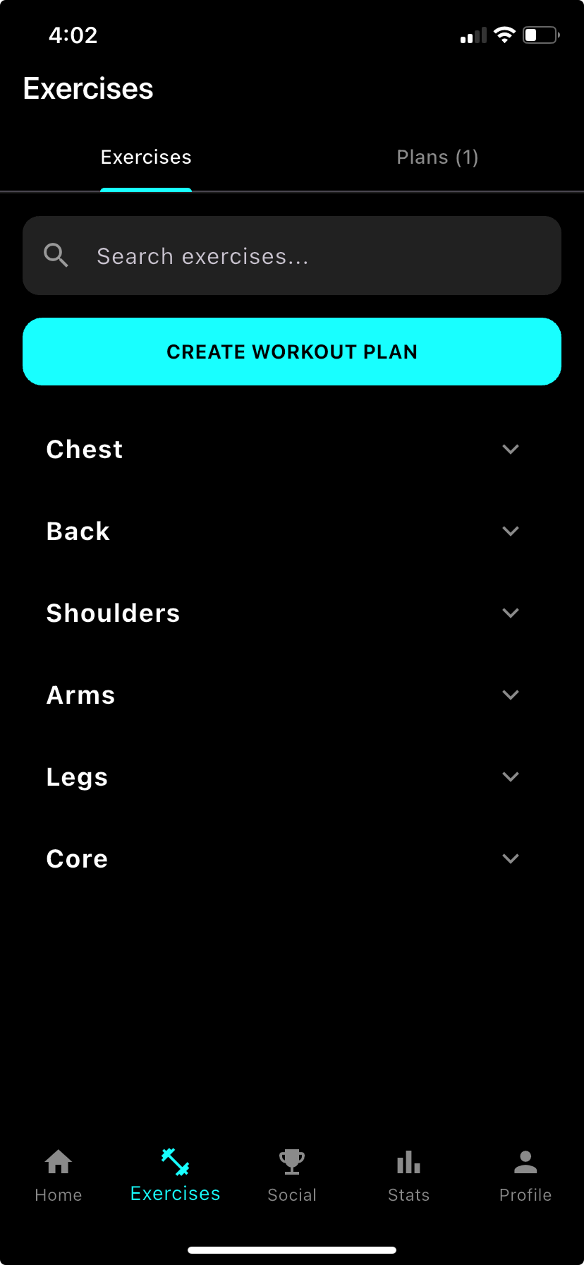 LiFit exercises screen